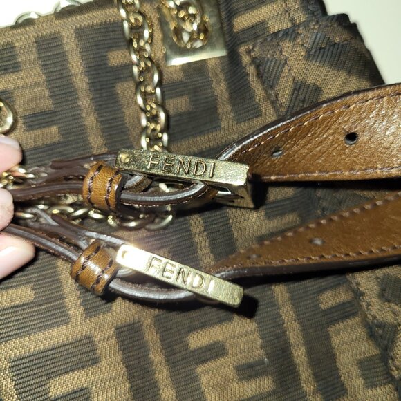 Authentic Fendi Tobacco Zucca Canvas and Leather Maxi Baguette Flap Shoulder Bag - Picture 10 of 12